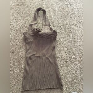 White fox halter mini dress